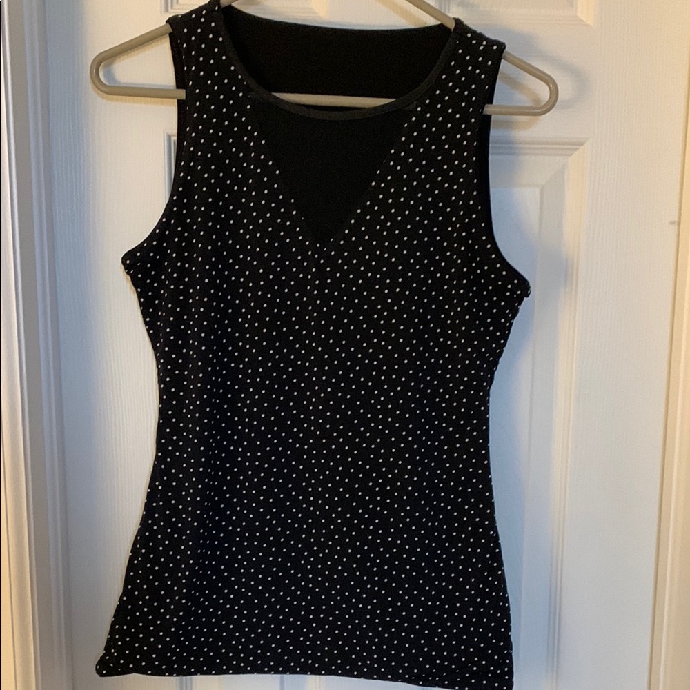 White House Black Market Black V-neck Sleeveless Reversible Fitted Tank Top